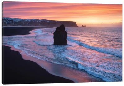 Winter Sunset At The Coast Of Iceland Canvas Art Print - Daniel Gastager