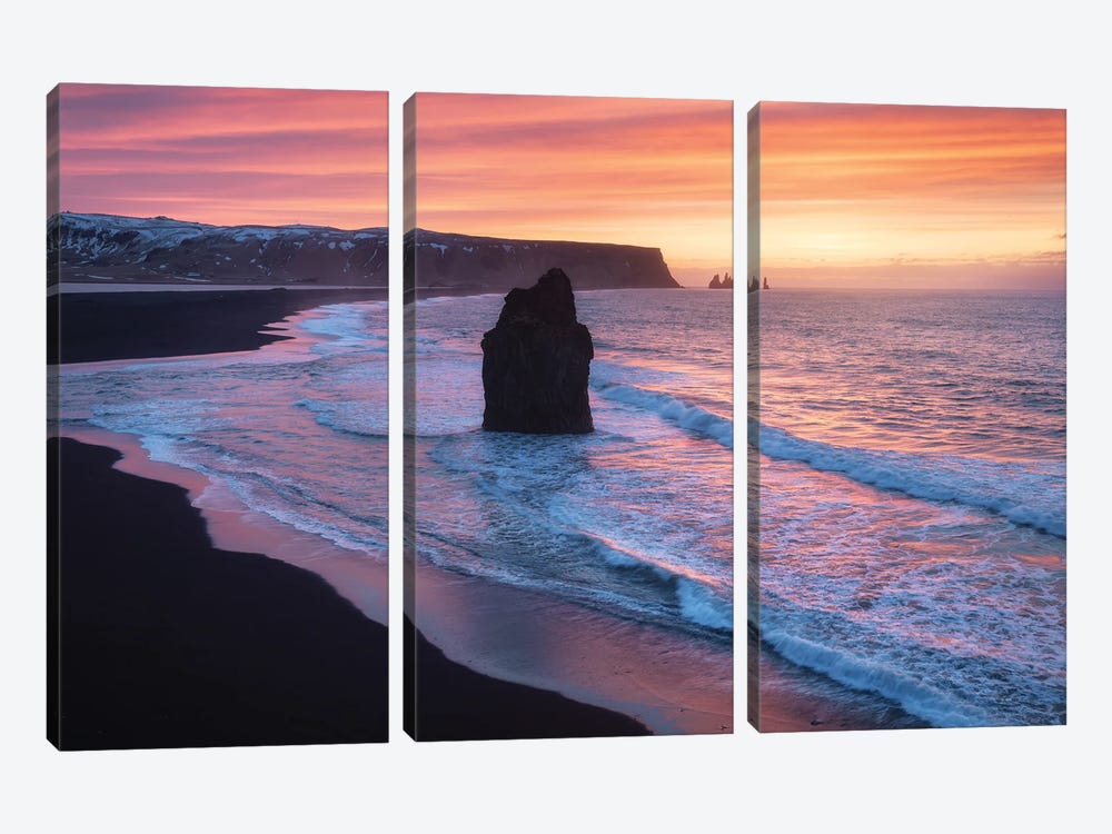 Winter Sunset At The Coast Of Iceland by Daniel Gastager 3-piece Canvas Art