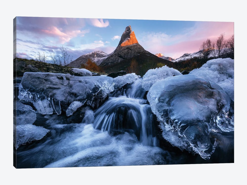 Frosty Fall Sunset At Mount Stetind In Northern Norway by Daniel Gastager 1-piece Canvas Art