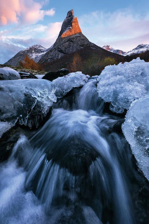 Frozen Streams At Mount Stetind In Northern Norway