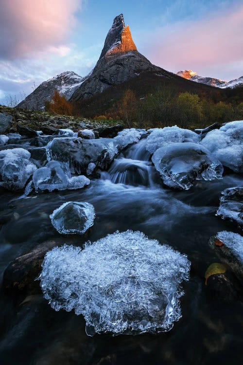 Frozen River In Northern Norway