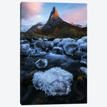 Frozen River In Northern Norway Canvas Print #DGG145} by Daniel Gastager Canvas Art