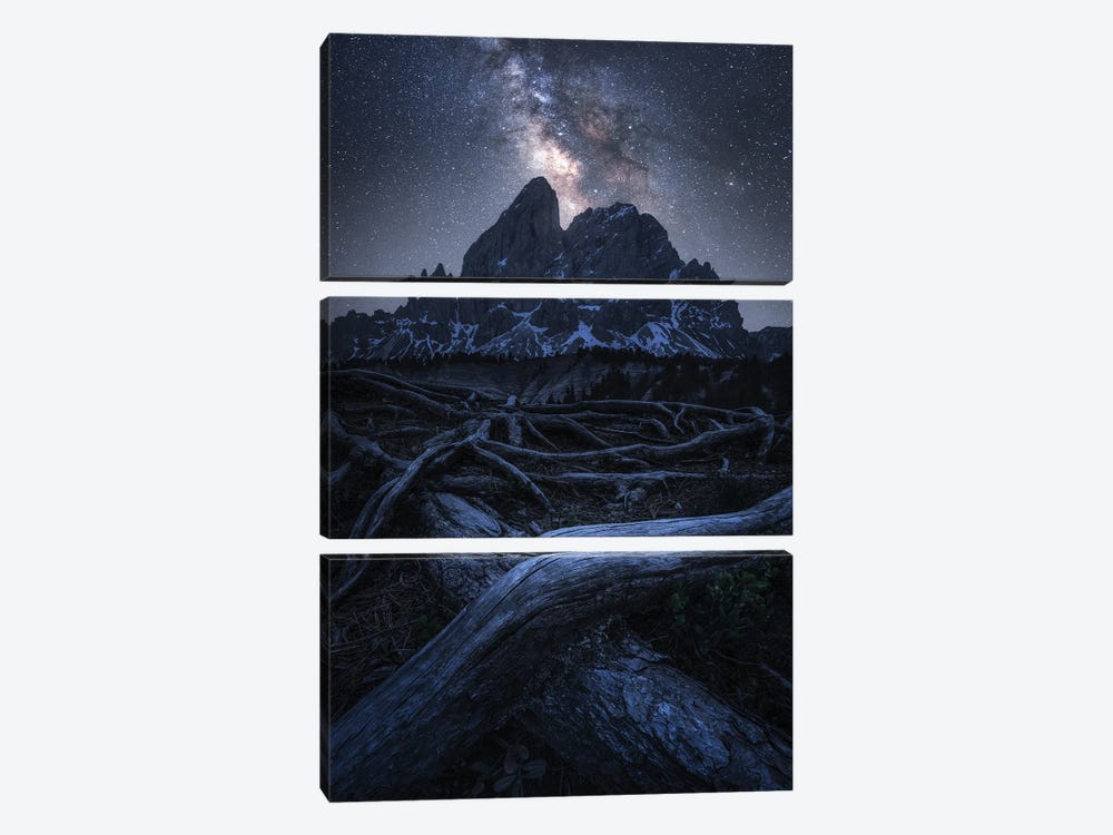 The Milky Way Above Peitlerkofel In The Dolomites by Daniel Gastager 3-piece Canvas Wall Art