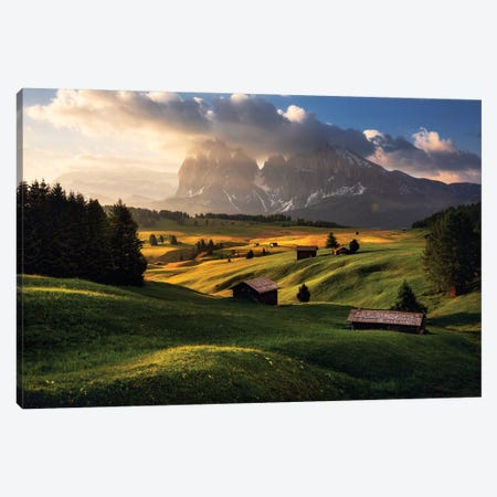 Spring Sunrise At Alpe Di Suisi In The Dolomites Canvas Print #DGG149} by Daniel Gastager Canvas Art Print