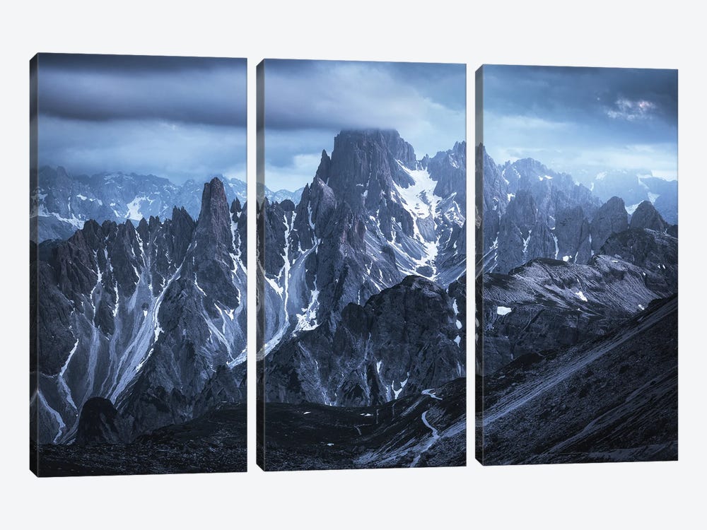 Blue Hour At Cadini Di Misurina In The Dolomites by Daniel Gastager 3-piece Canvas Wall Art