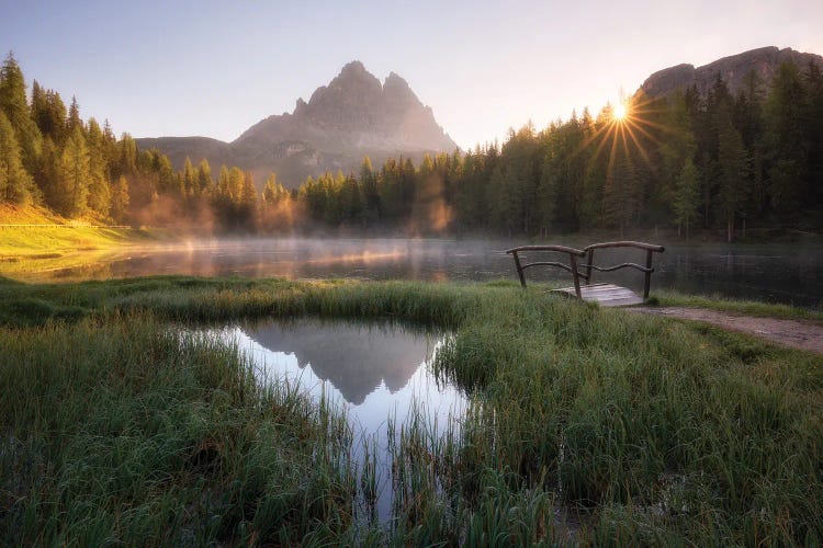 A Calm Spring Morning At Lago Antorno In The Dolomites