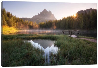 A Calm Spring Morning At Lago Antorno In The Dolomites Canvas Art Print - Daniel Gastager
