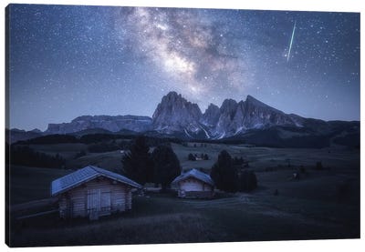The Milky Way Above Alpe Di Suisi In The Dolomites Canvas Art Print - Daniel Gastager