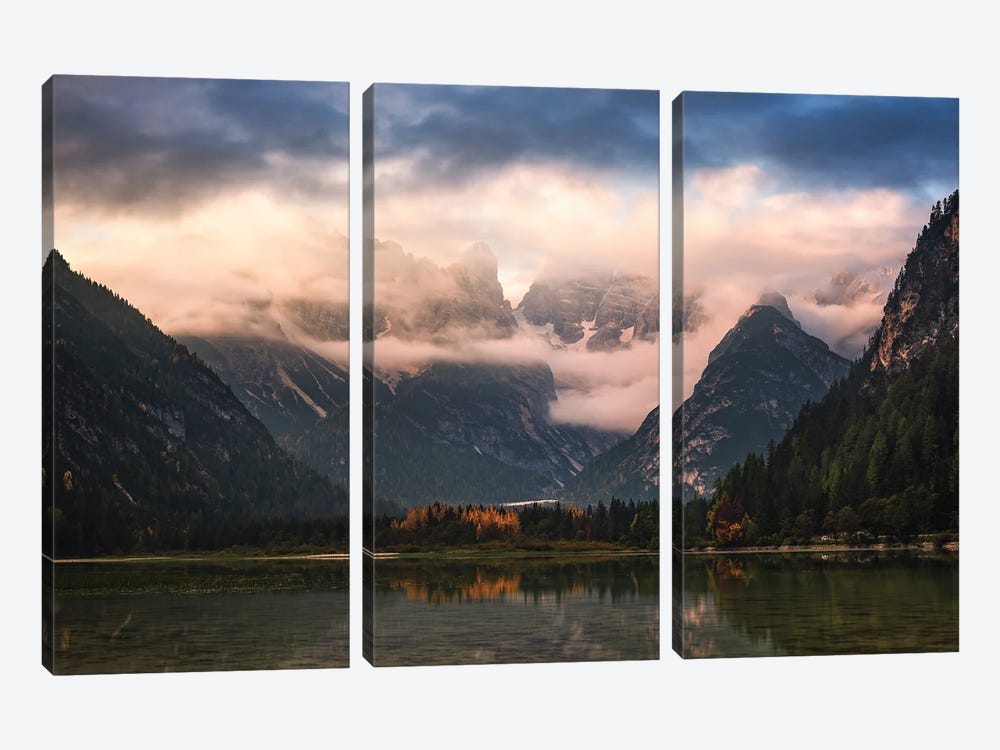 A Foggy Autumn Sunrise In The Dolomites by Daniel Gastager 3-piece Canvas Art Print