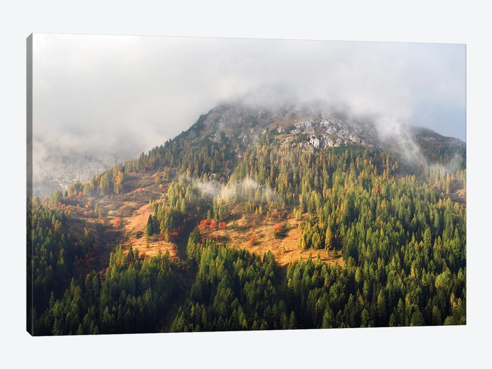 A Foggy Autumn Morning In The Dolomites by Daniel Gastager 1-piece Canvas Print
