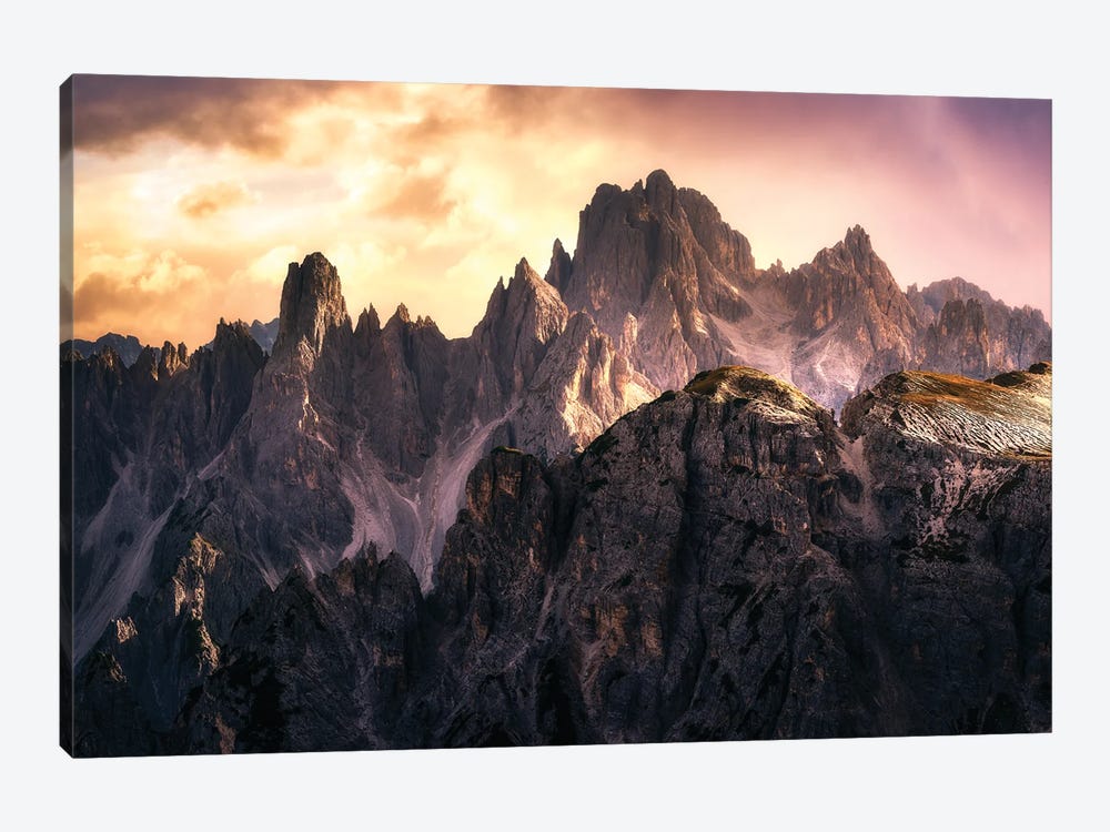 Golden Sunset At Cadini Di Misurina In The Dolomites by Daniel Gastager 1-piece Canvas Art Print