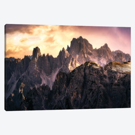 Golden Sunset At Cadini Di Misurina In The Dolomites Canvas Print #DGG164} by Daniel Gastager Canvas Artwork