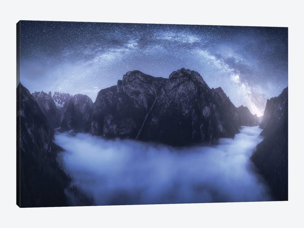 Milky Way Panorama In The Dolomites by Daniel Gastager 1-piece Canvas Art