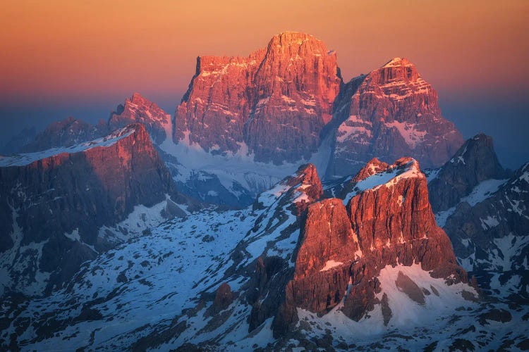 Red Sunset At Monte Pelmo In The Dolomites