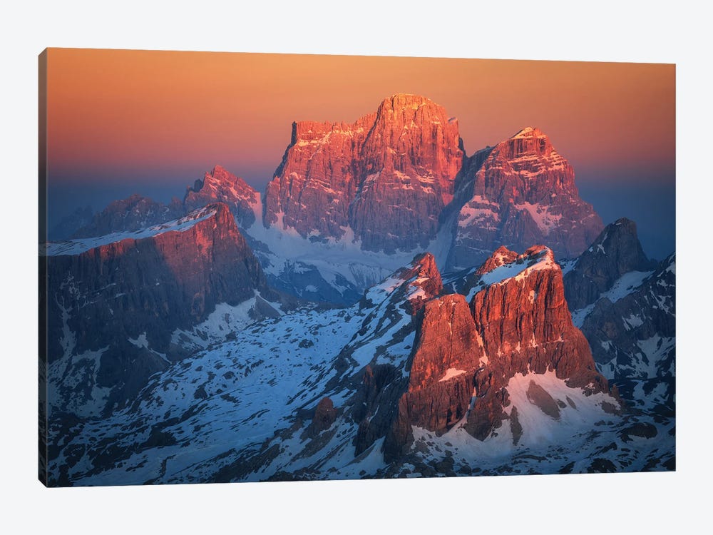 Red Sunset At Monte Pelmo In The Dolomites by Daniel Gastager 1-piece Canvas Print