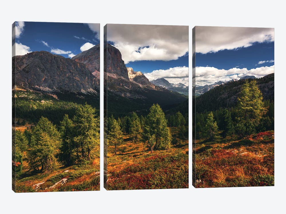 A Summer Afternoon At Passo Falzarego In The Dolomites by Daniel Gastager 3-piece Canvas Artwork