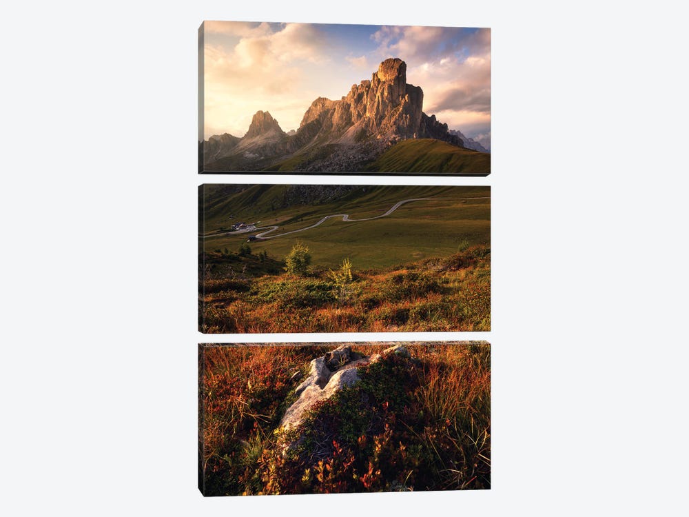 A Summer Sunset At Passo Giau In The Dolomites by Daniel Gastager 3-piece Art Print