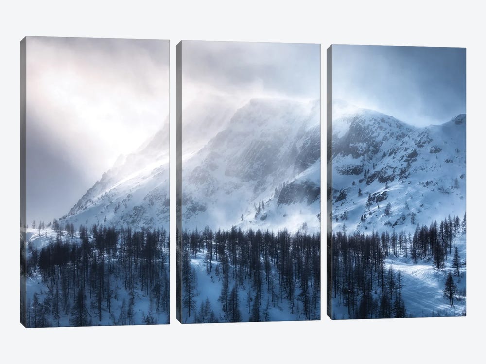 A Winter Storm At Passo Rolle In The Dolomites by Daniel Gastager 3-piece Art Print