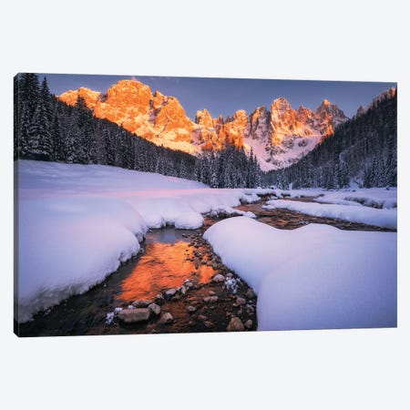 Alpen Glow On A Wonderful Winter Evening In The Dolomites Canvas Print #DGG191} by Daniel Gastager Canvas Art