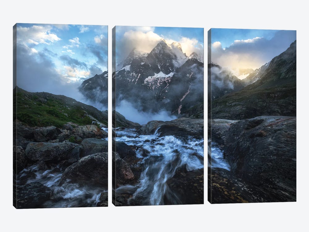A Dramatic Mountain View In The French Alps by Daniel Gastager 3-piece Art Print