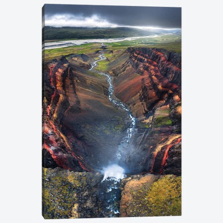 Top Down View On A Giant Waterfall In The East Of Iceland Canvas Print #DGG19} by Daniel Gastager Canvas Art