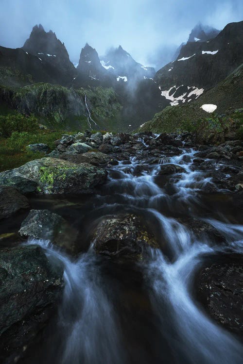 Cloudy High Alpine View In The French Alps