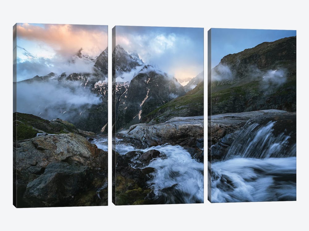 Last Light In The Dramatic Mountains Of The French Alps by Daniel Gastager 3-piece Art Print