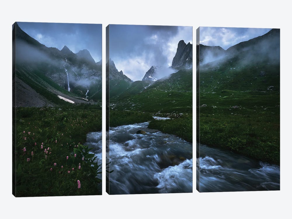 Moody Alpine Evening In The French Alps by Daniel Gastager 3-piece Canvas Artwork