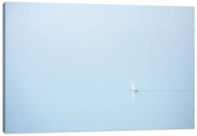 A Sailboat At The Foggy Coast Of Brittany Canvas Art Print - Daniel Gastager