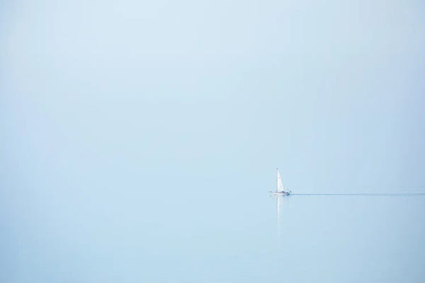 Daniel Gastager: A Sailboat At The Foggy Coast Of Brittany by Daniel Gastager