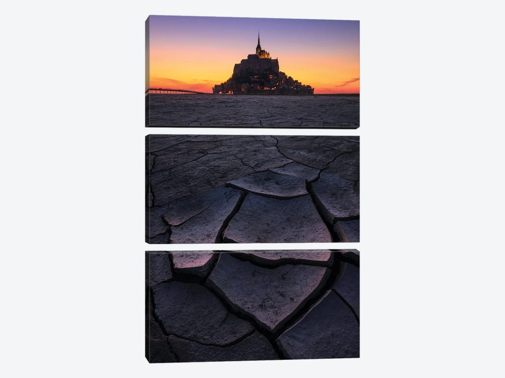 Sunset At Le Mont Saint Michel by Daniel Gastager 3-piece Canvas Wall Art