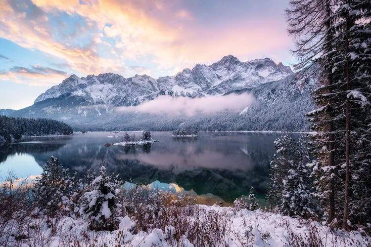 A Cold Winter Sunrise In The German Alps