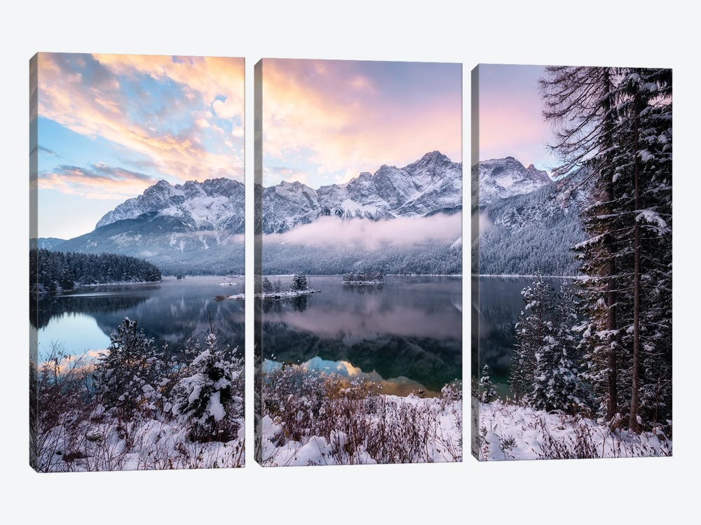 A Cold Winter Sunrise In The German Alps by Daniel Gastager 3-piece Canvas Print