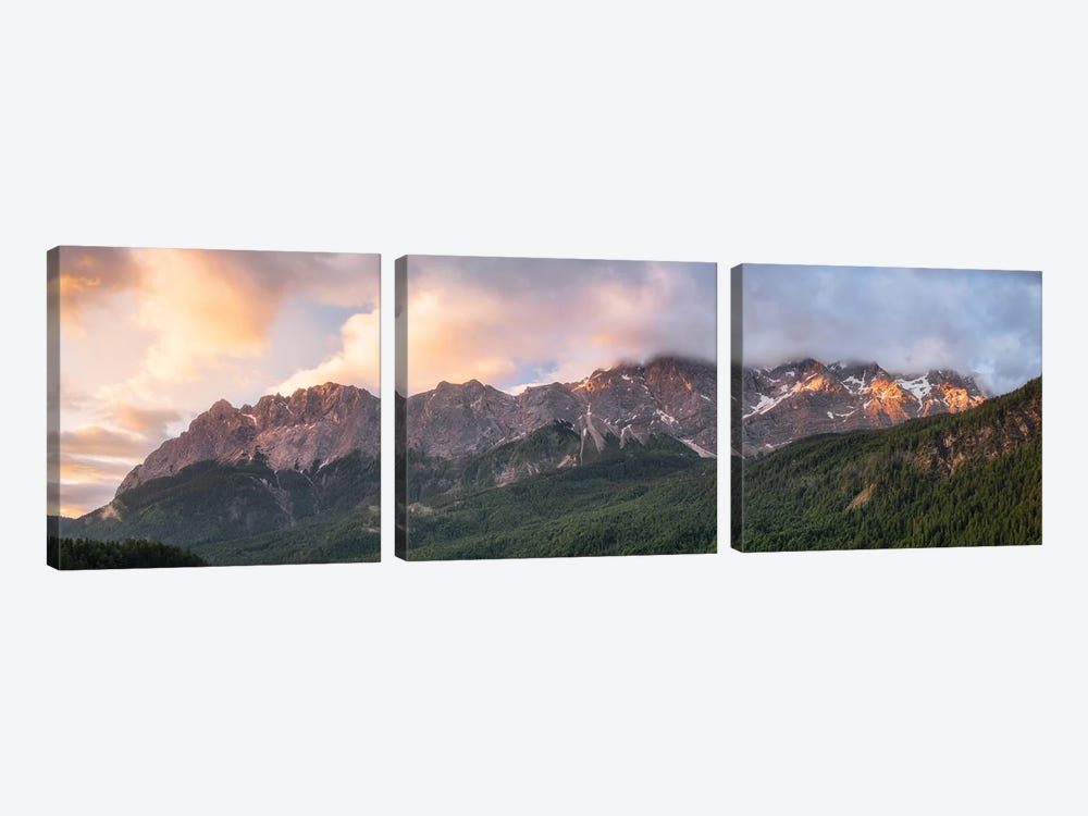 A Alpine Sunrise Panorama by Daniel Gastager 3-piece Canvas Print