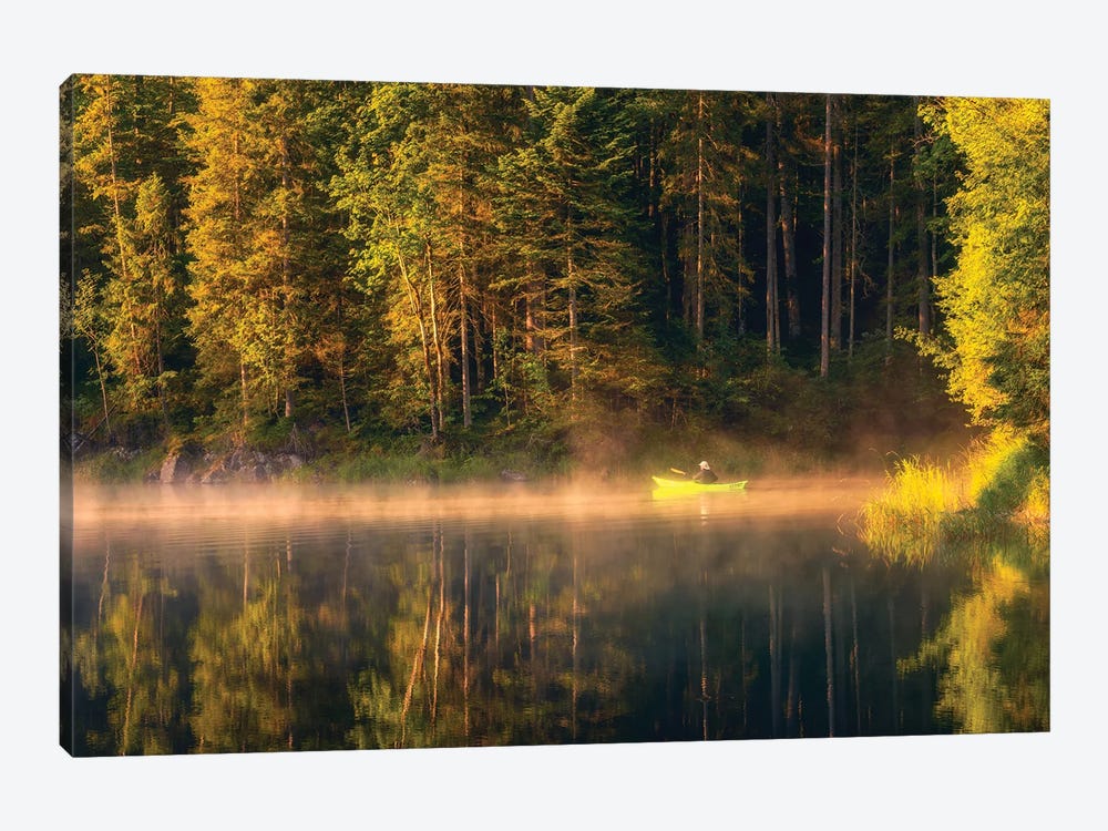 Calm Golden Morning At The Lake by Daniel Gastager 1-piece Canvas Artwork