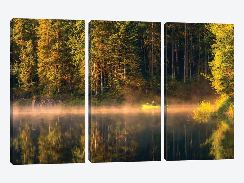 Calm Golden Morning At The Lake by Daniel Gastager 3-piece Canvas Wall Art
