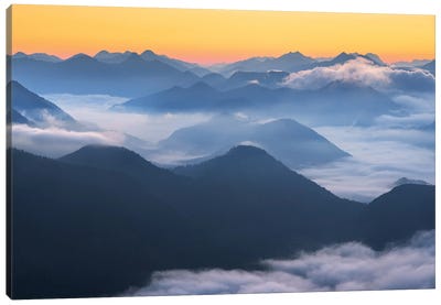 Dawn In The Bavarian Alps Canvas Art Print - Daniel Gastager