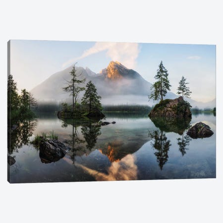 First Light At The Lake In The Alps Canvas Print #DGG219} by Daniel Gastager Canvas Print