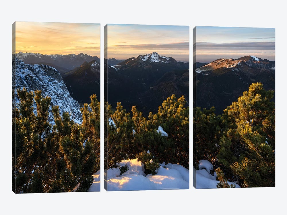 First Snow In The German Alps by Daniel Gastager 3-piece Canvas Print
