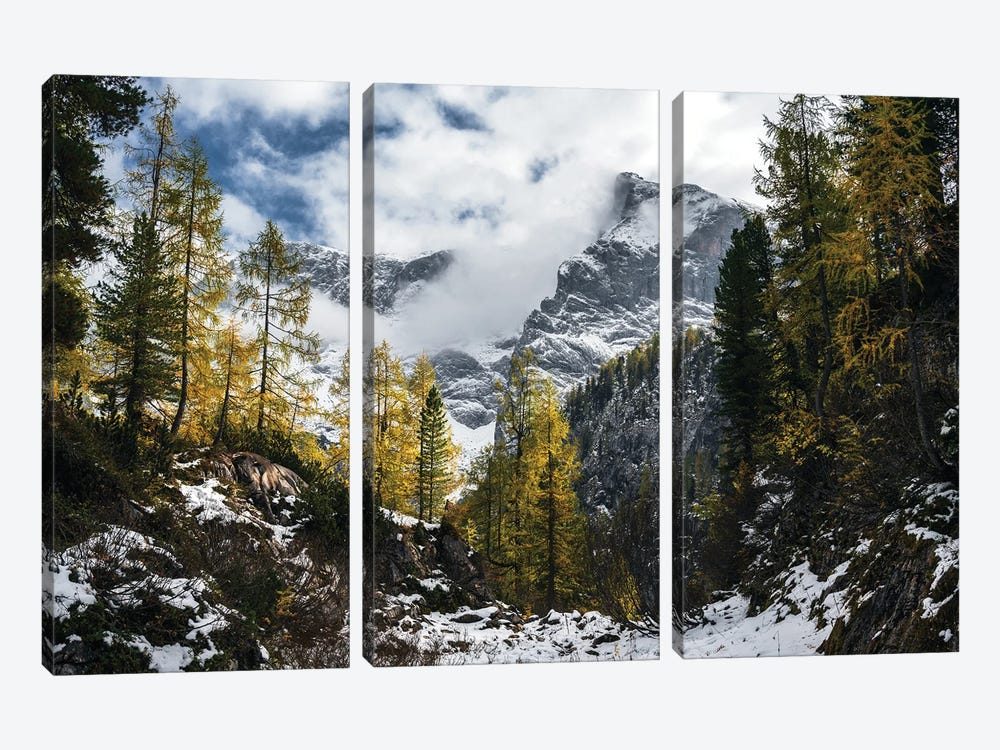 Snowy Fall Afternoon In The German Alps by Daniel Gastager 3-piece Canvas Wall Art
