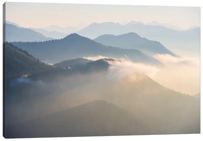 Foggy Morning In The Bavarian Alps Canvas Art Print