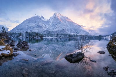 Frosty Evening At Lake Hintersee In The German Alps by Daniel Gastager canvas print