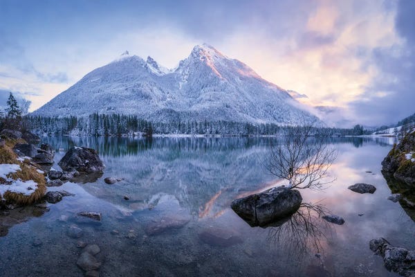 Daniel Gastager: Frosty Evening At Lake Hintersee In The German Alps by Daniel Gastager