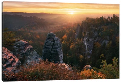 Golden Fall Sunrise In Eastern Germany Canvas Art Print - Daniel Gastager