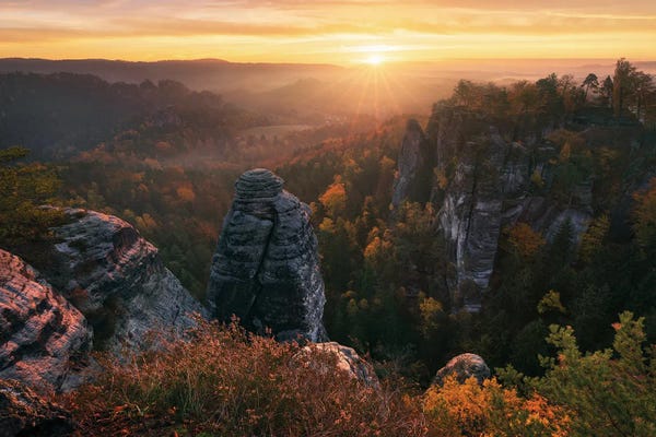 Daniel Gastager: Golden Fall Sunrise In Eastern Germany by Daniel Gastager