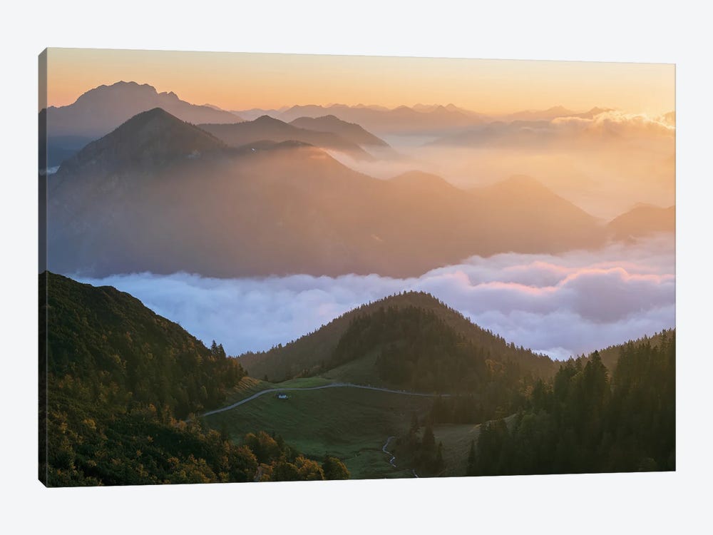 Golden Fall Sunrise Above The Clouds by Daniel Gastager 1-piece Canvas Art