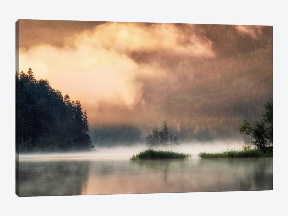 Golden Fog At The Lake by Daniel Gastager 1-piece Canvas Art Print