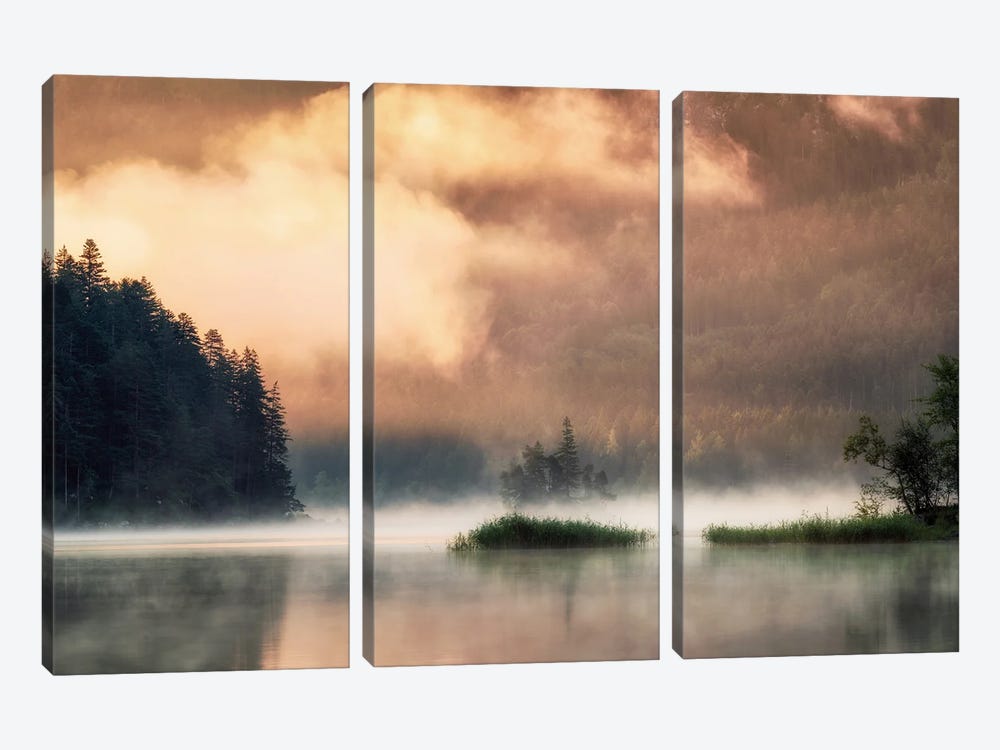Golden Fog At The Lake by Daniel Gastager 3-piece Canvas Art Print