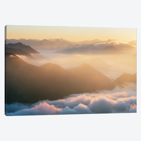 Golden Light Above The Clouds Canvas Print #DGG243} by Daniel Gastager Canvas Art