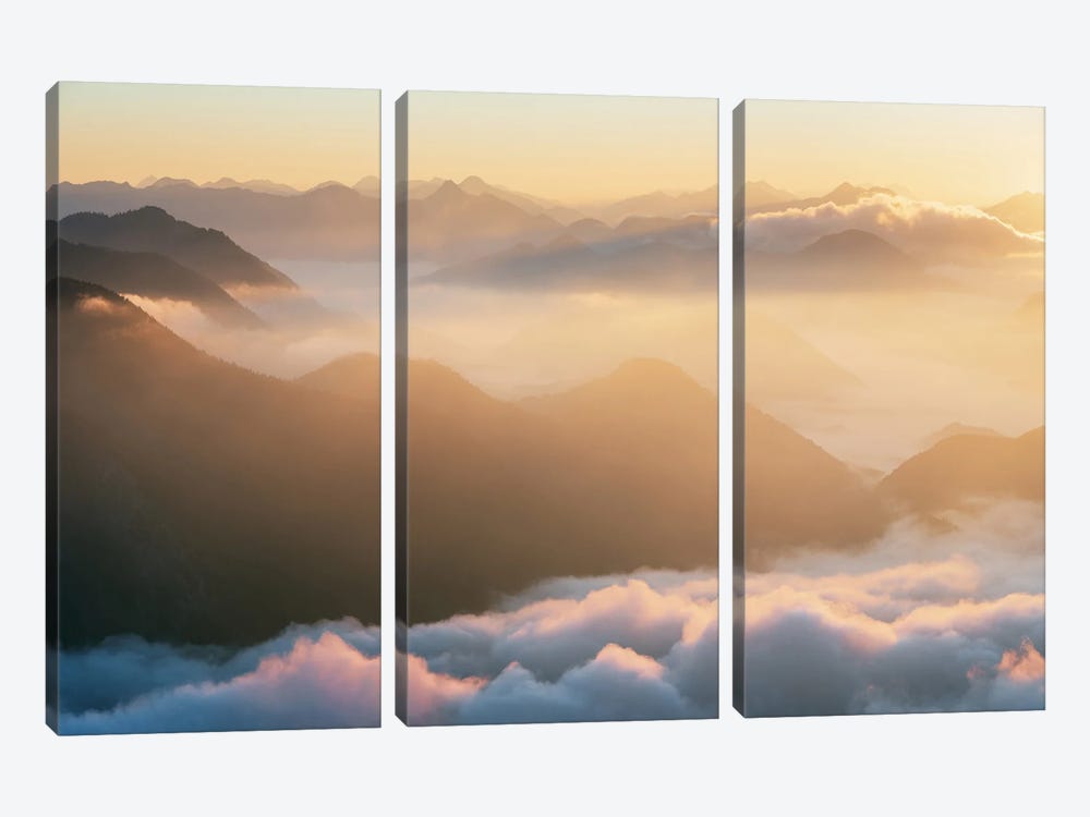 Golden Light Above The Clouds by Daniel Gastager 3-piece Canvas Art